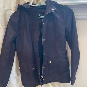 J. Crew Merchantile Womens XXS black raincoat. Like new, only worn a few times.